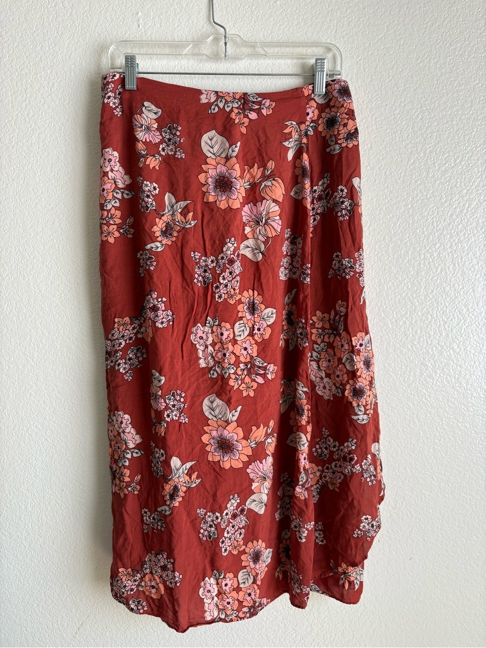 Free People Rust Floral Tie-Front Midi Skirt burnt orange color - Picture 3 of 4